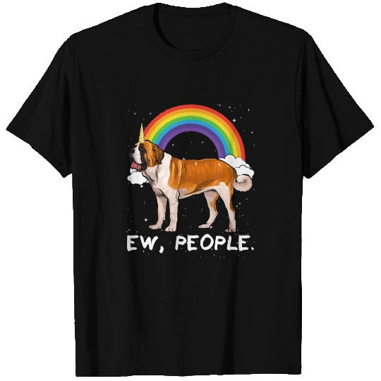 Rainbow St Bernard Ew People Unicorn Dog T Shirts
