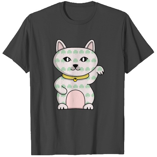 Lucky Cat Full Of Clovers T Shirts