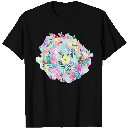 Hibiscus Floral Tropical Blue T Shirts