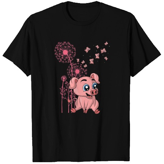 Dandelion Piglet Farm Animal Lover Farmer Cute Pig T Shirts