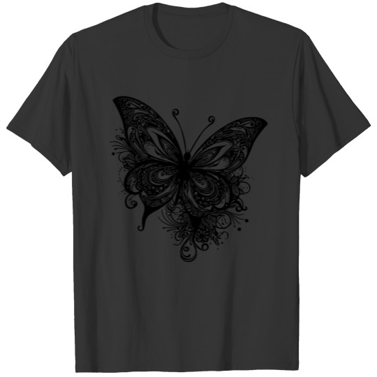 Pretty Vintage Butterfly Tattoo Line Style T Shirts