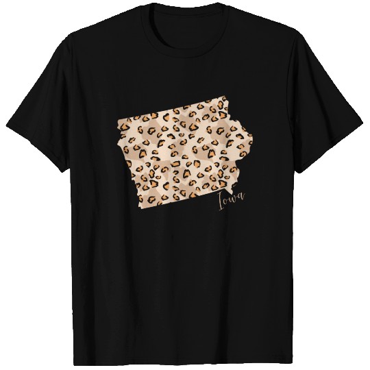 Leopard Pattern Map Leo State Of Iowa T Shirts