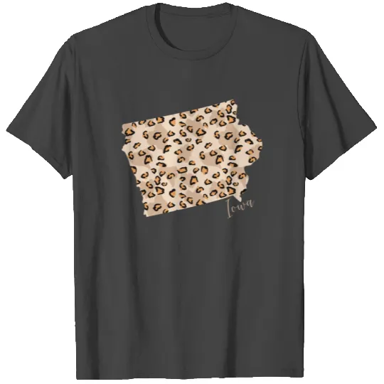 Leopard Pattern Map Leo State Of Iowa T Shirts