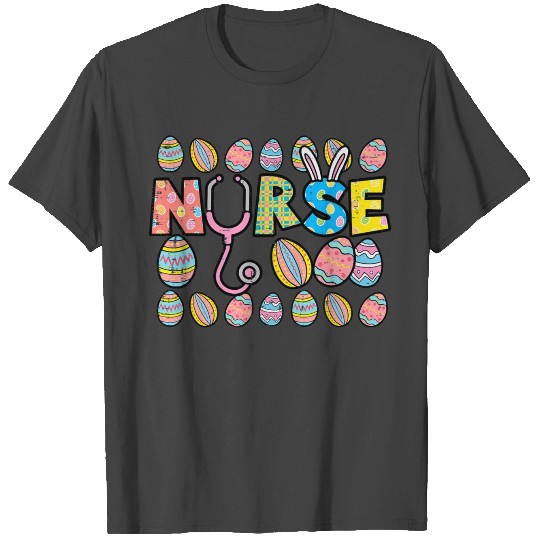 Easter Eggs Nurse Stethoscope Scrub Top Spring T Shirts