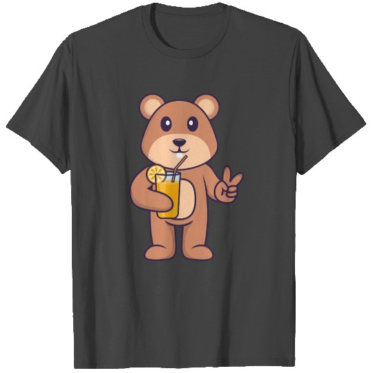Cute Squirrel Holding Orange Juice In Glass T Shirts