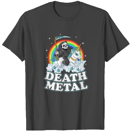 Grim Reaper Riding Unicorn Death Metal Pastel Goth T Shirts