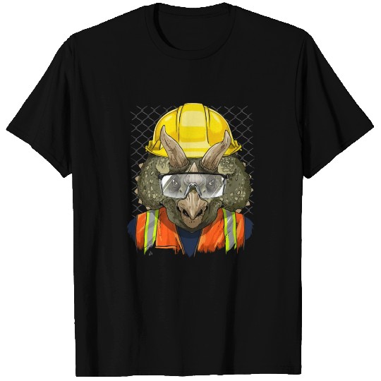 Construction Worker Triceratops Dino Laborer T Shirts