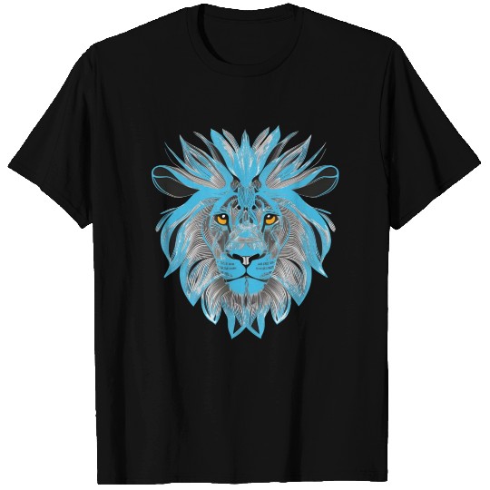 Lion Art Design Portrait Illustration Petrol blue T Shirts