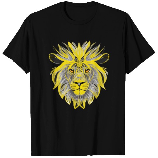 Lion Art Design Portrait Illustration yellow T Shirts