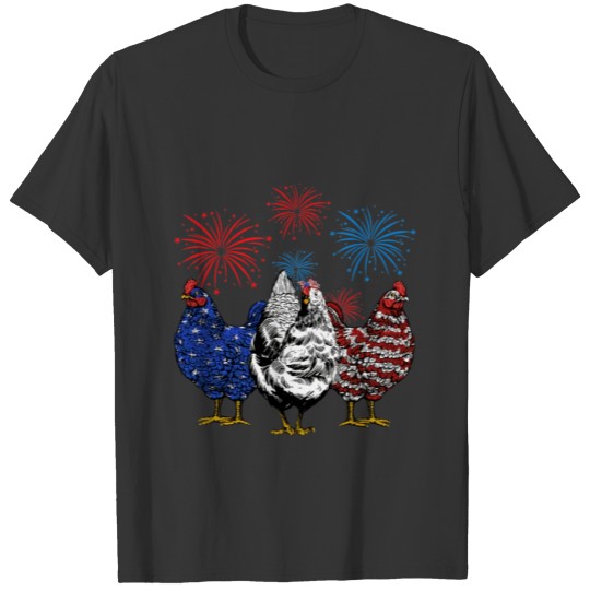 Funny Chickens American Flag Patriotic Farmer 4th T Shirts