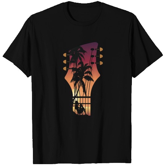 Sunset View On Guitar Head T Shirts