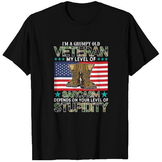 Grumpy Old Veteran Army US Patriot Father T Shirts
