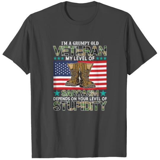 Grumpy Old Veteran Army US Patriot Father T Shirts