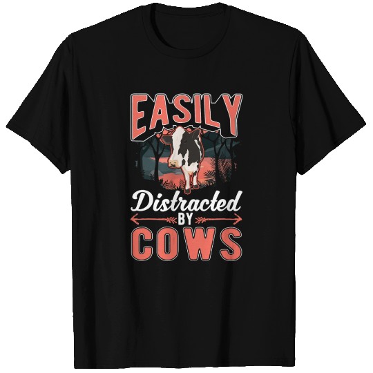 Easily distracted by Cows Cattle Farmer T Shirts
