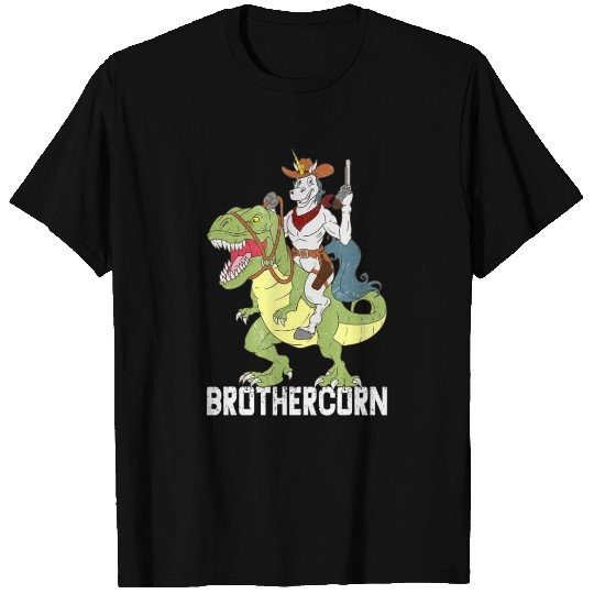 Brothercorn Cowboy Unicorn Riding Dinosaur TRex T Shirts