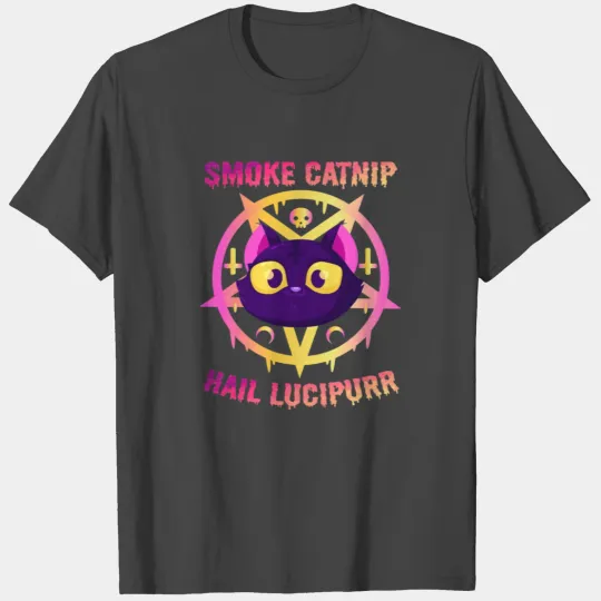 Smoke Catnip Hail Lucipurr Funny Satanic Cat Kitty T Shirts