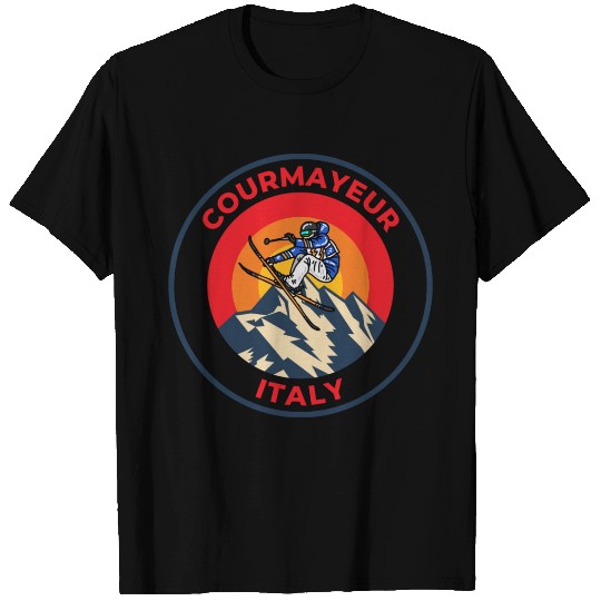 Vintage Cool Skiing in Courmayeur Italy Sunset T Shirts