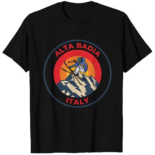 Vintage Cool Skiing in Alta Badia Italy Sunset T Shirts