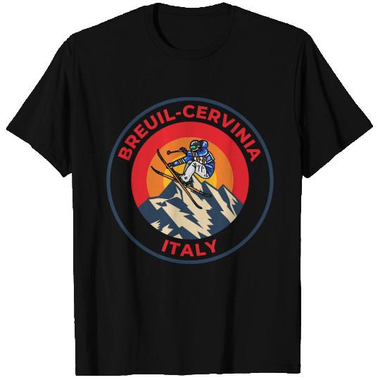 Vintage Cool Skiing in Breuil-Cervina italy Sunset T Shirts