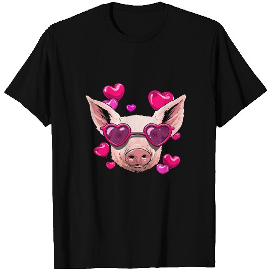Valentines Day Pig Heart Couples Love Day Pig T Shirts