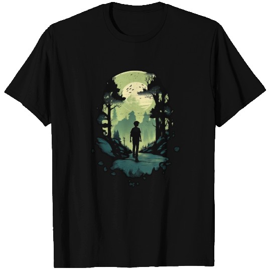 Wilderness Explorer, Man silhouette on forest T Shirts
