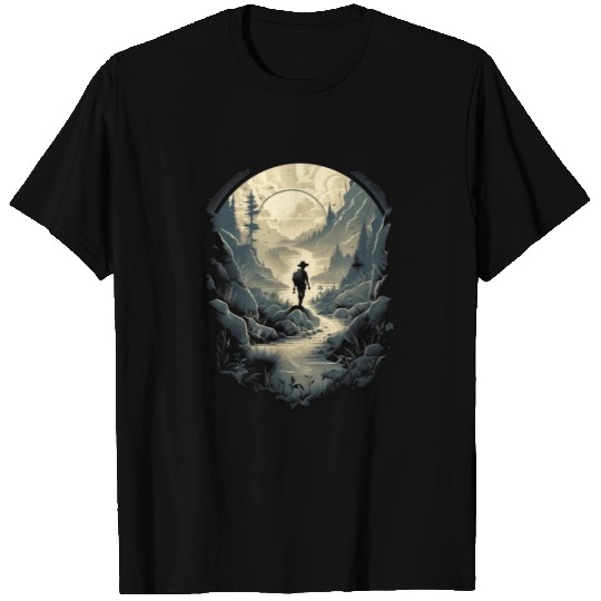 Wilderness Explorer, Man silhouette on forest T Shirts