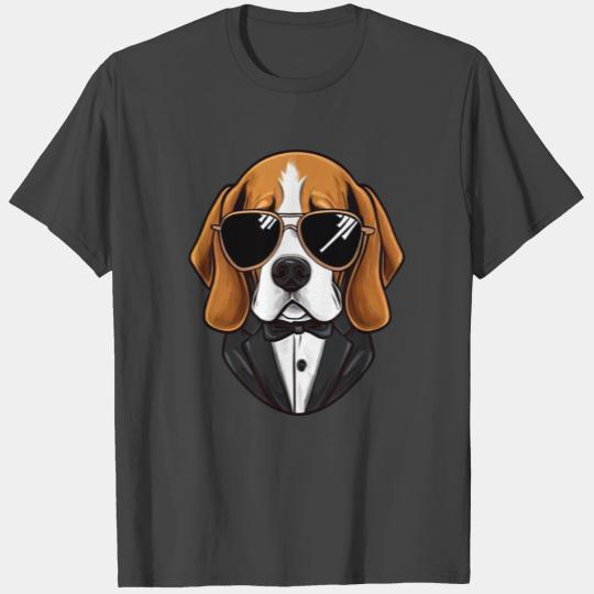 BEAGLE WEARING SUNGLASSES AND TUXEDO T Shirts