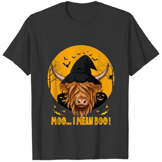 Funny Halloween Farmer Ghost Cow Highland Cow T Shirts
