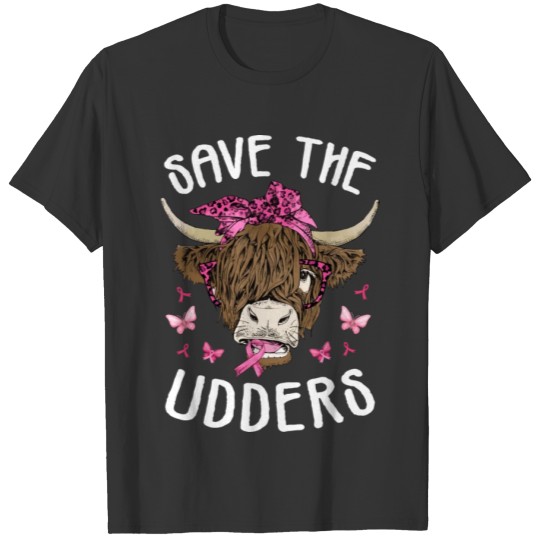 Funny Save The Udders Breast Cancer Awareness Cow T Shirts