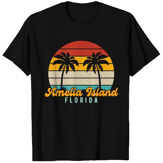 Amelia Island Florida Retro Sunset T Shirts