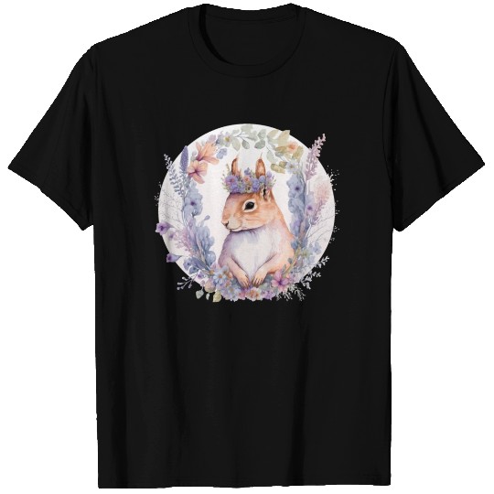 Cute Squirrel Flower Crown Animal Lovers T Shirts