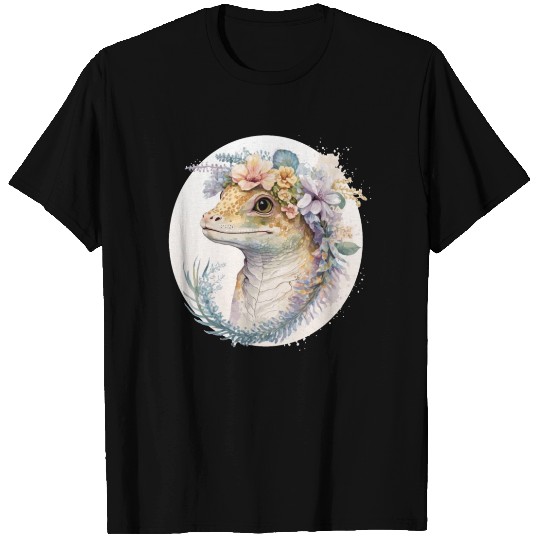 Watercolor Gecko Reptile Flower Crown Floral Amphi T Shirts