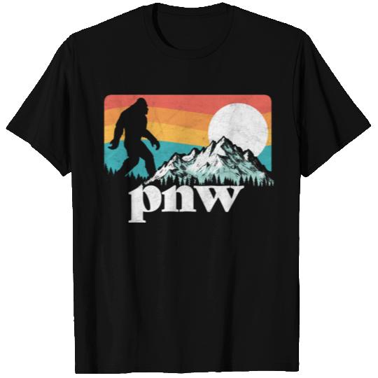 PNW Pacific Northwest Bigfoot Mountains T Shirts