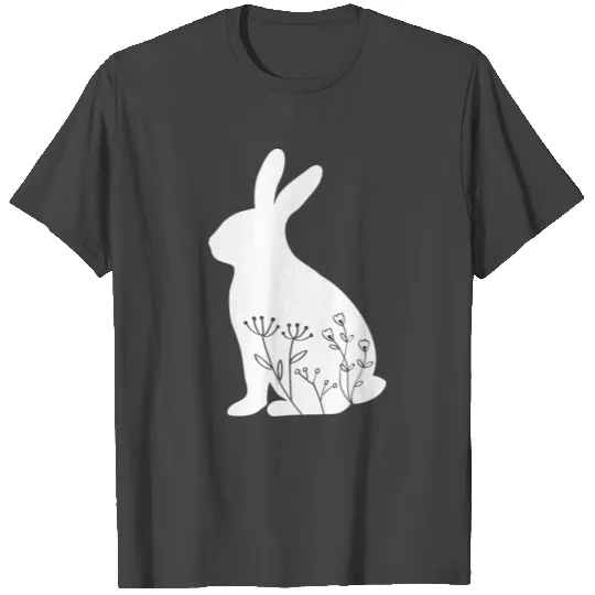 Bunny Flower Easter White Floral Bunny silhouette T Shirts