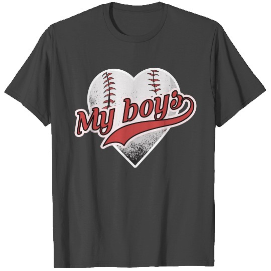 love my boys heart baseball softball mom moms T Shirts