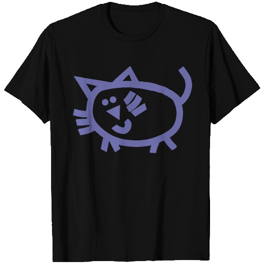 Very Peri Periwinkle Blue Line Kitty Cat T Shirts