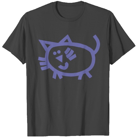 Very Peri Periwinkle Blue Line Kitty Cat T Shirts