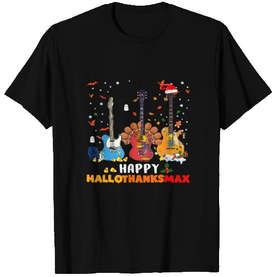Guitar Happy Hallothanksmas Halloween Thanksgiving T Shirts