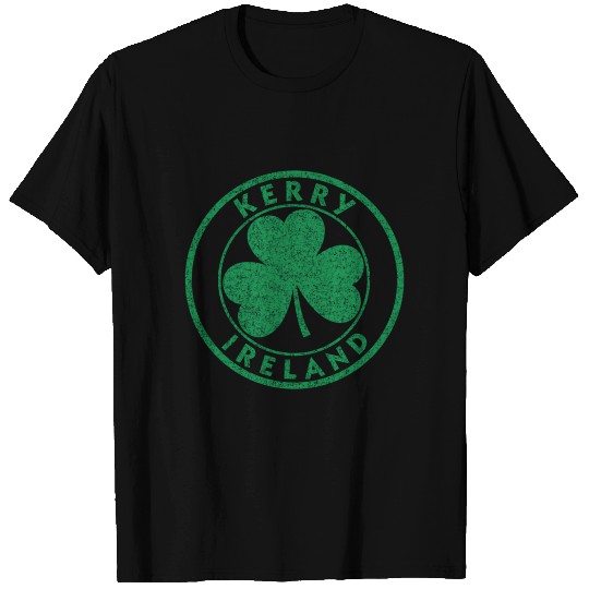Kerry Ireland Shamrock Sign Distressed Green Print T Shirts