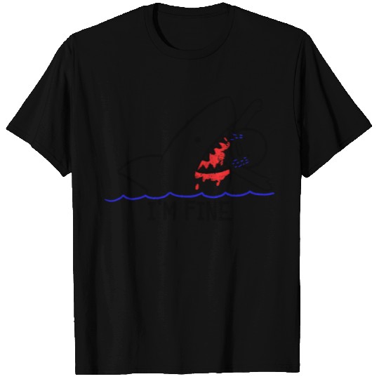 I'M Fine Shark Attack Bloody Eating Stick Person T Shirts