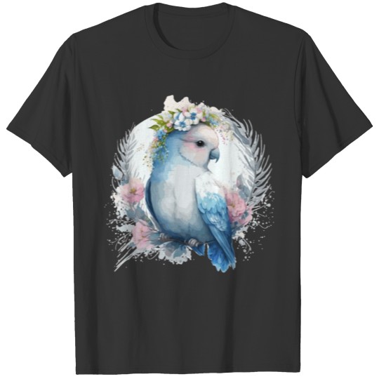 Cute Watercolor Lovebird Bird Flower Crown Pet Bir T Shirts