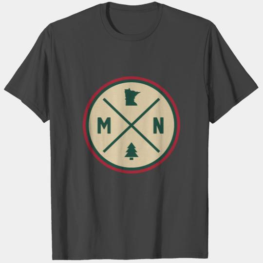 Minnesota Mn Circle Patch Red And Green T Shirts