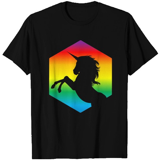 Rainbow Unicorn d20 Silhouette | TTRPG Pride T Shirts