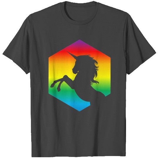Rainbow Unicorn d20 Silhouette | TTRPG Pride T Shirts