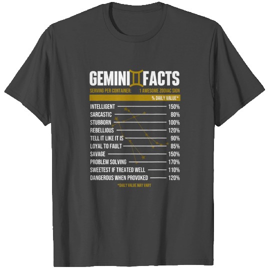 Gemini Facts Astrology Zodiac Sign Horoscope T Shirts