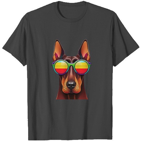 Kawaii AI-Generated Sunglasses Dobermann T Shirts