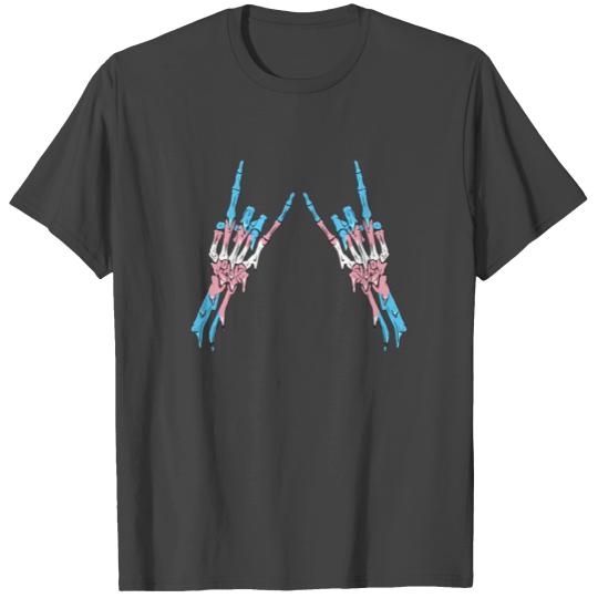 Transgender Pride Trans Flag Devil Horn Skeleton T Shirts