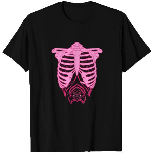 Skeleton Rib Cage with Bat Nu Goth Pastel Goth T Shirts