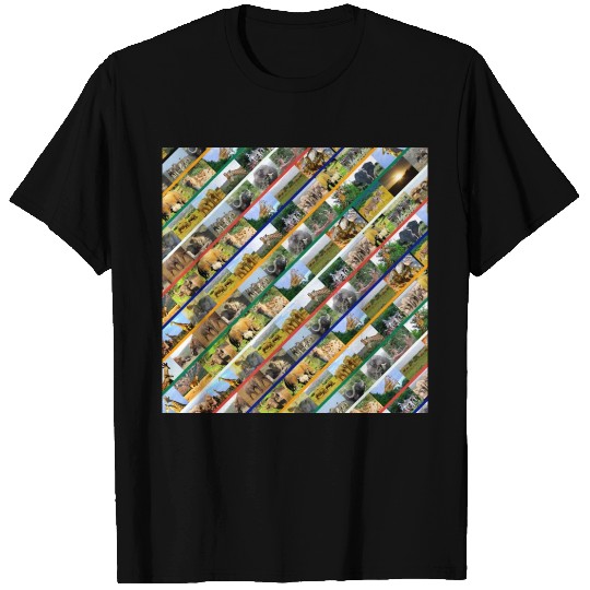 Wildlife Stripe Multi Color Collage T Shirts
