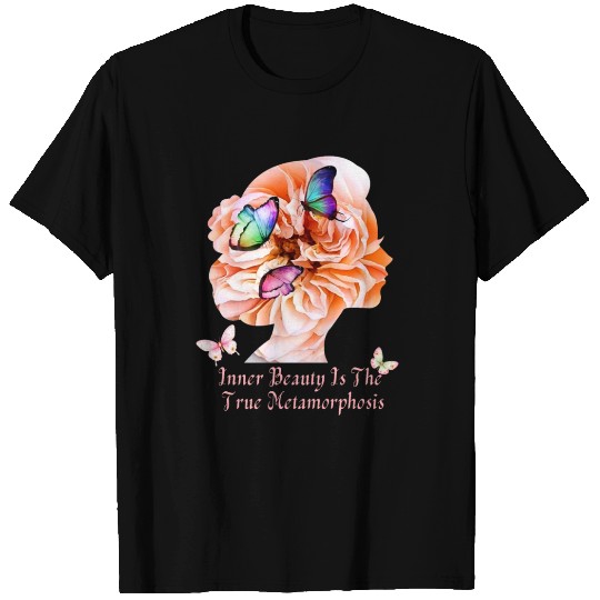 Inner Beauty Is The True Metamorphosis- Peach T Shirts